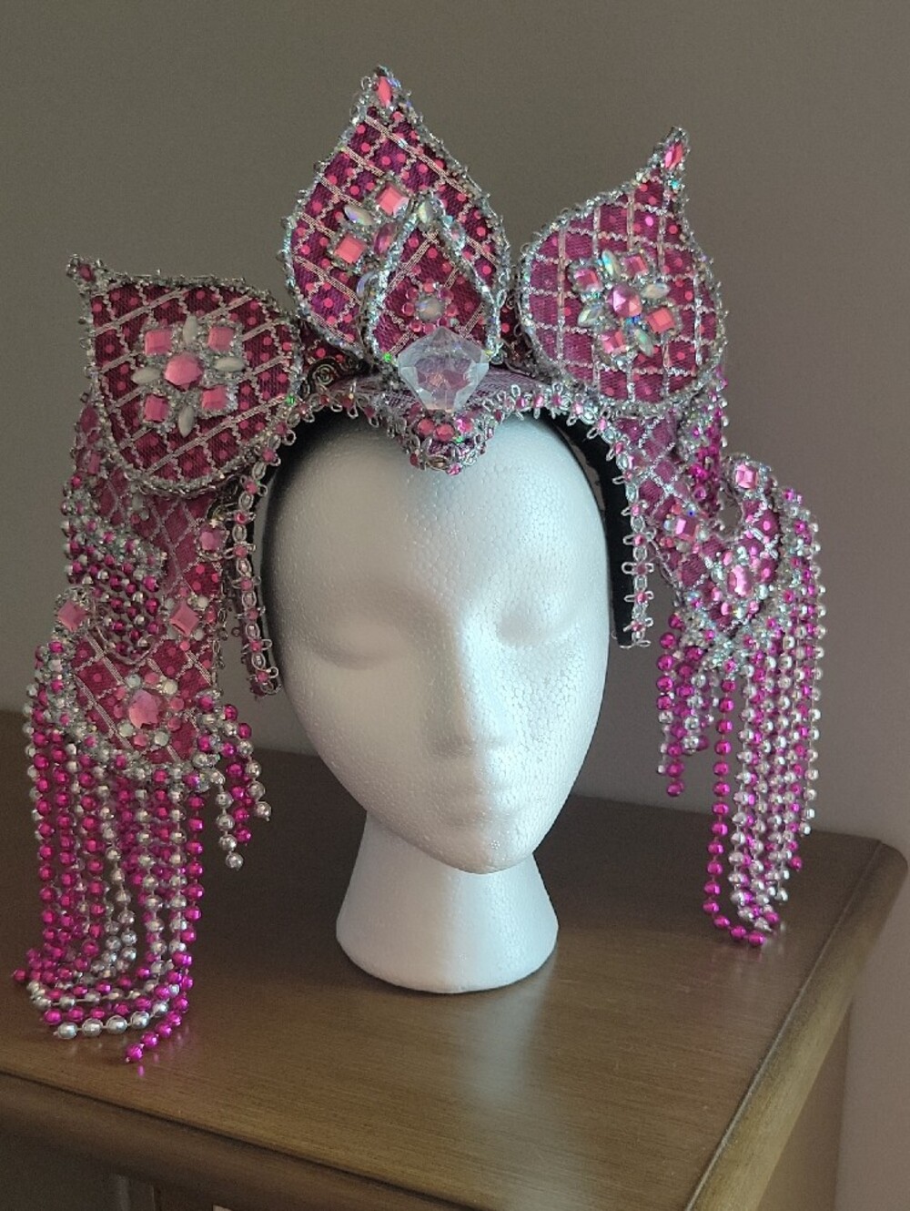 Pink Beaded Festival Headdress - Custom Made - Picture 2 of 5